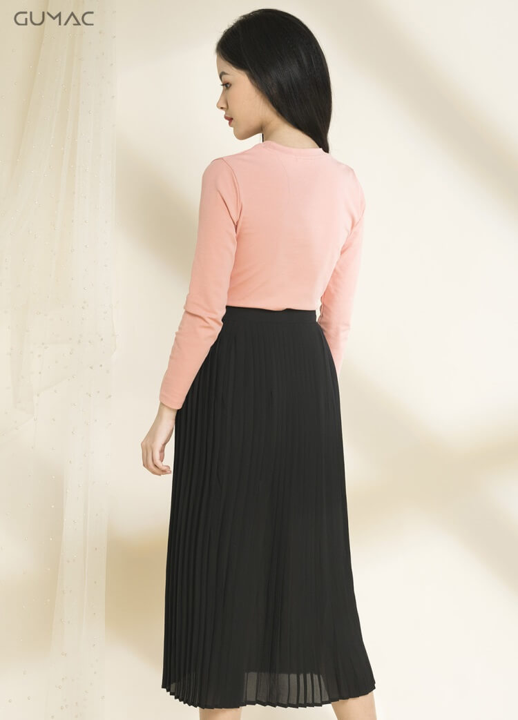 chân váy dài dập ly công sở