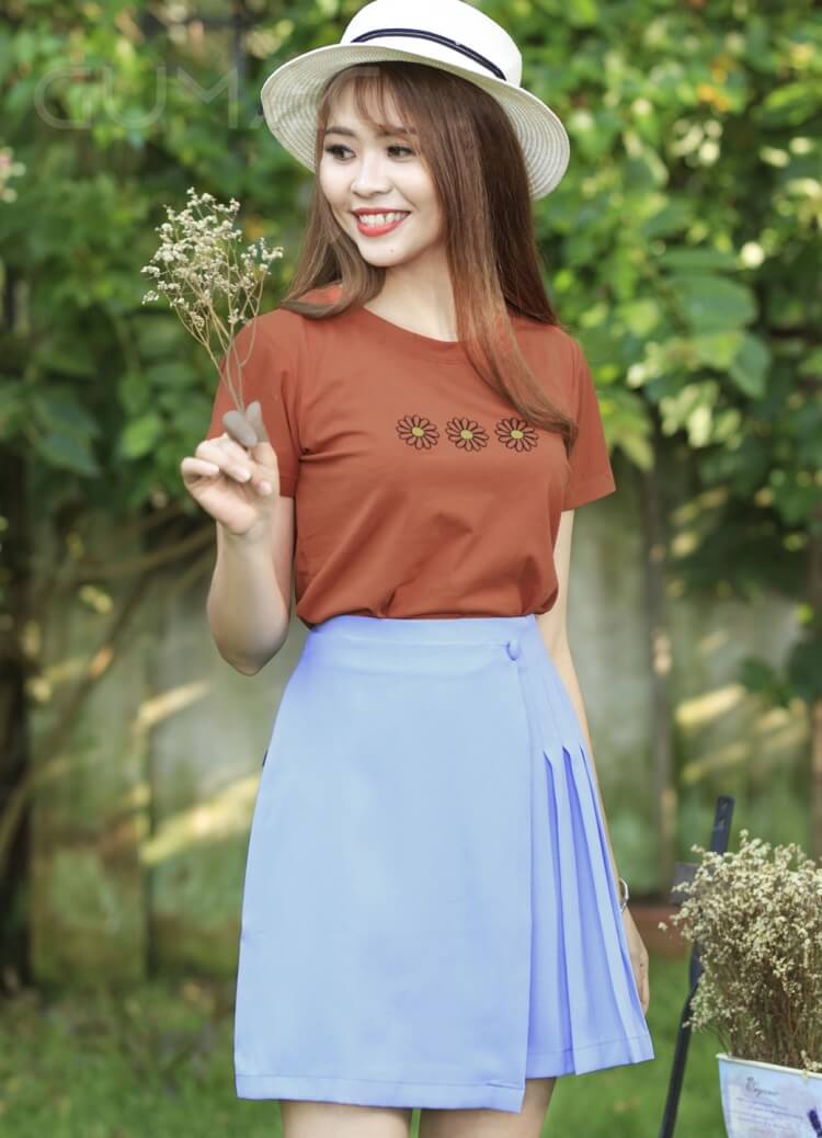 chân váy đắp xếp ly xòe