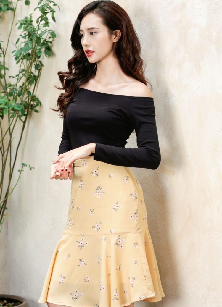 chân váy hoa đuôi cá ôm