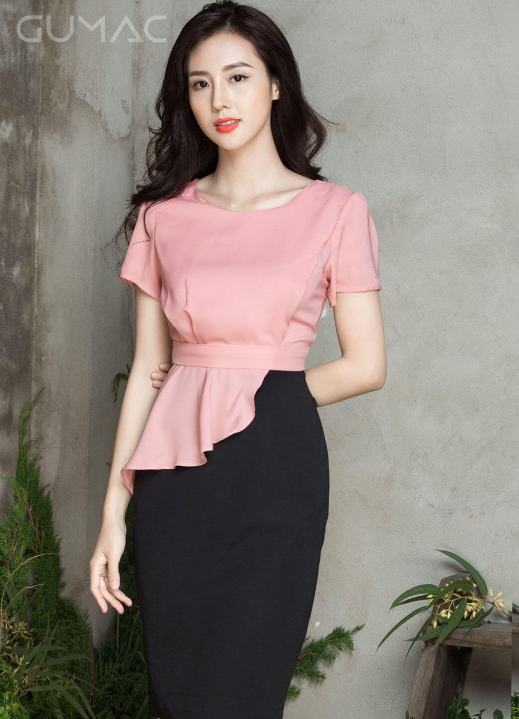 đầm peplum lụa satin cao cấp