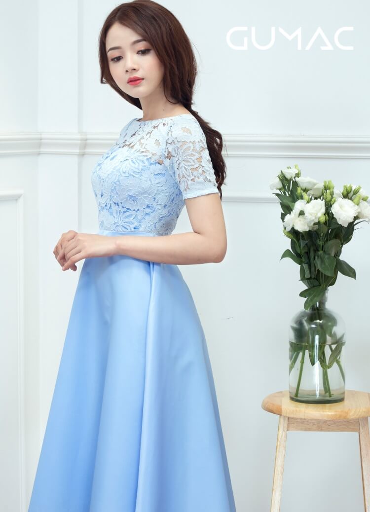 đầm phối ren xòe tay lỡ