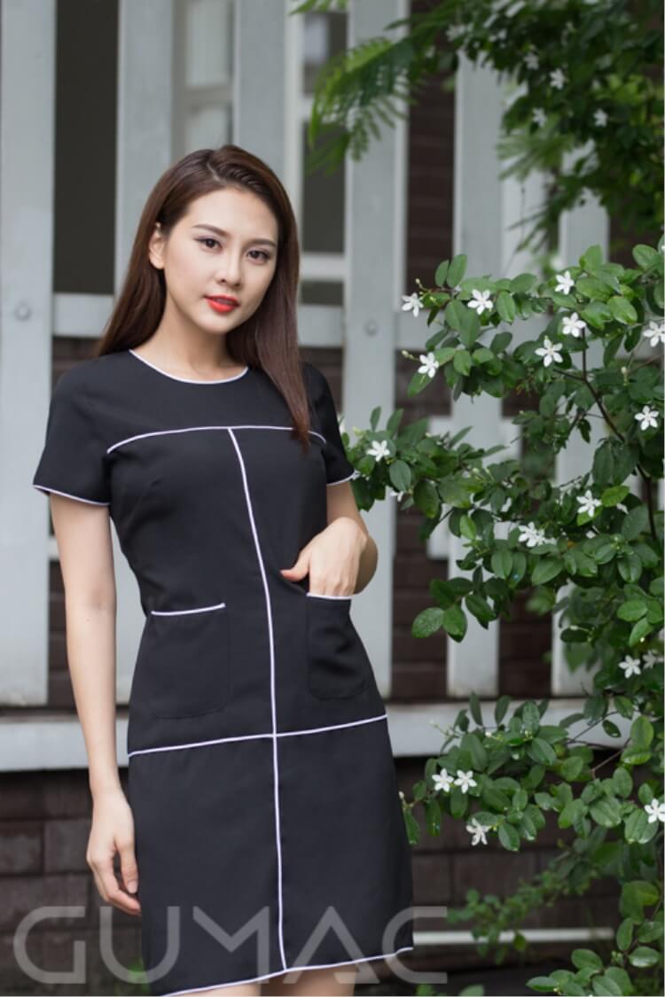 đầm suông phối viền hàn quốc