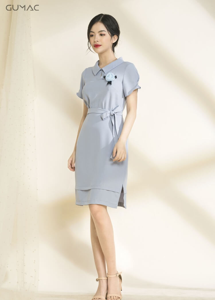 đầm tay xếp ly công sở