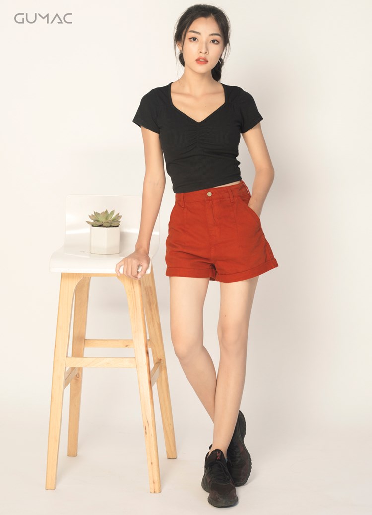 Quần short cạp cao